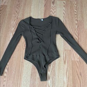 Long sleeve lace up top